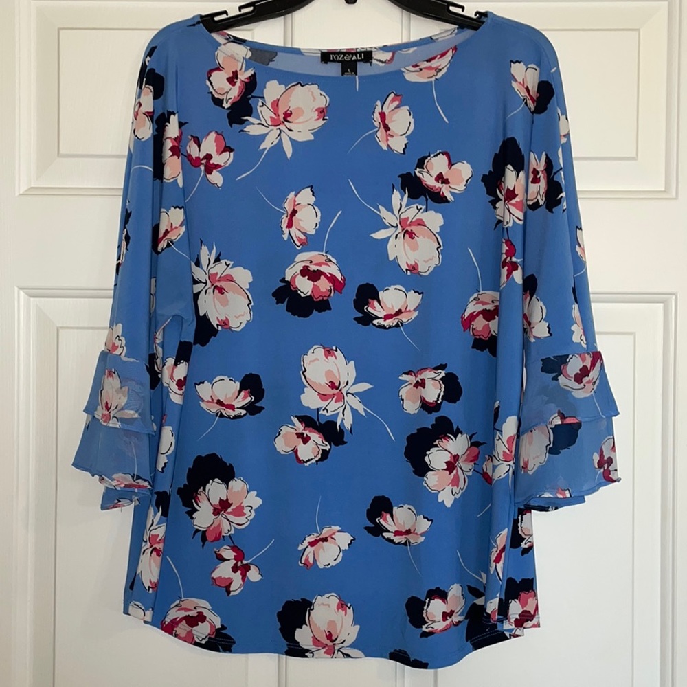 Women’s Blue Floral Blouse Size Large